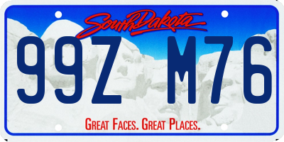 SD license plate 99ZM76