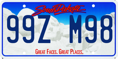 SD license plate 99ZM98