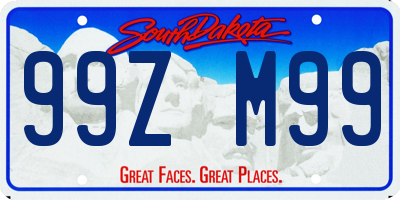 SD license plate 99ZM99