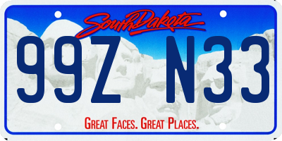 SD license plate 99ZN33