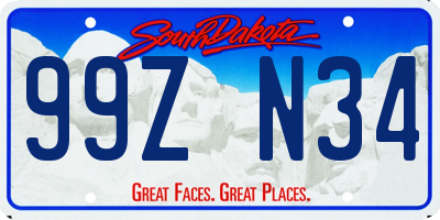 SD license plate 99ZN34
