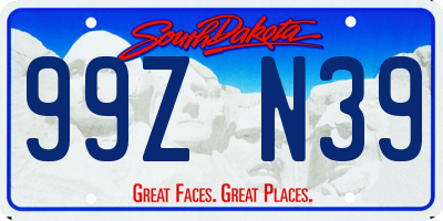 SD license plate 99ZN39