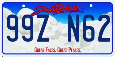 SD license plate 99ZN62