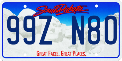 SD license plate 99ZN80