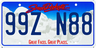 SD license plate 99ZN88