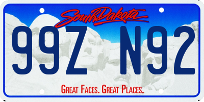 SD license plate 99ZN92