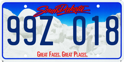 SD license plate 99ZO18