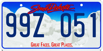 SD license plate 99ZO51