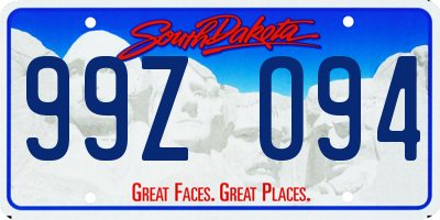 SD license plate 99ZO94
