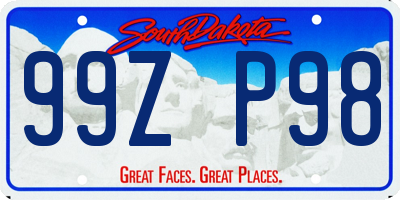 SD license plate 99ZP98