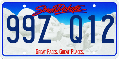 SD license plate 99ZQ12