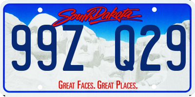 SD license plate 99ZQ29