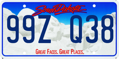SD license plate 99ZQ38