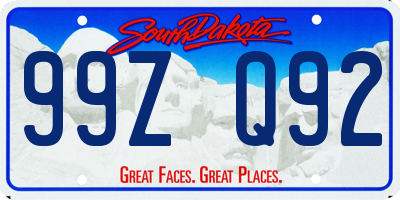 SD license plate 99ZQ92