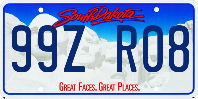 SD license plate 99ZR08
