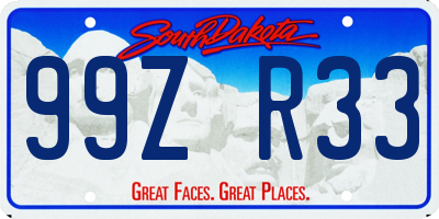 SD license plate 99ZR33