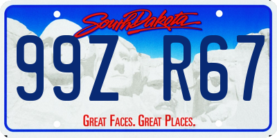 SD license plate 99ZR67