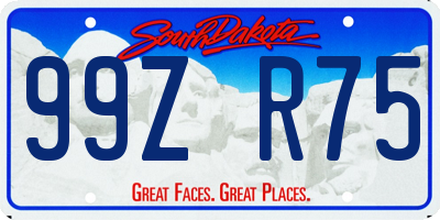 SD license plate 99ZR75