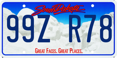 SD license plate 99ZR78