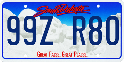 SD license plate 99ZR80