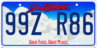 SD license plate 99ZR86