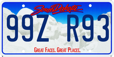 SD license plate 99ZR93