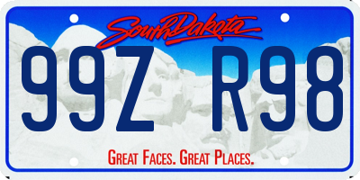 SD license plate 99ZR98