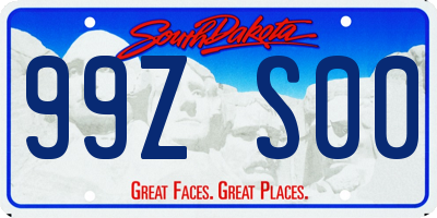SD license plate 99ZS00