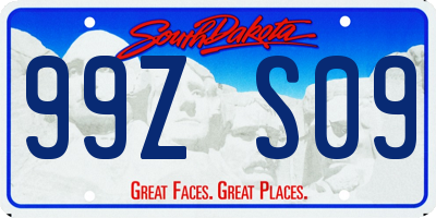 SD license plate 99ZS09