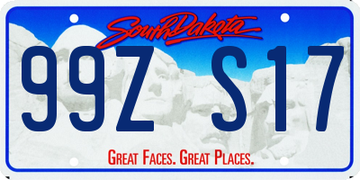 SD license plate 99ZS17