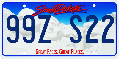 SD license plate 99ZS22