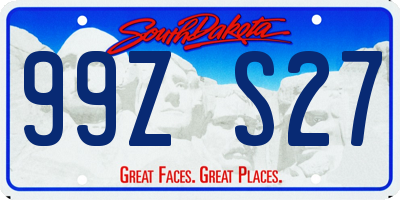 SD license plate 99ZS27