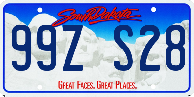 SD license plate 99ZS28