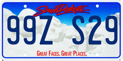 SD license plate 99ZS29
