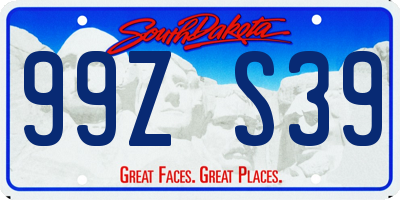 SD license plate 99ZS39