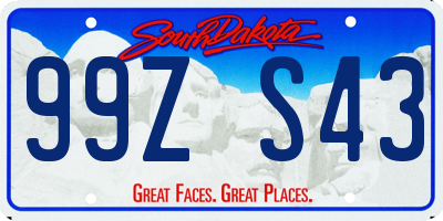 SD license plate 99ZS43