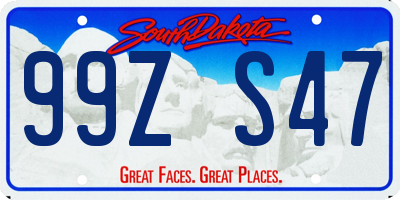 SD license plate 99ZS47
