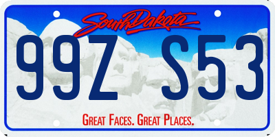 SD license plate 99ZS53