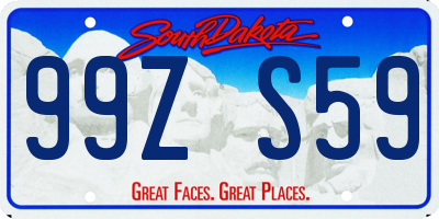 SD license plate 99ZS59