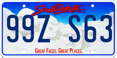 SD license plate 99ZS63