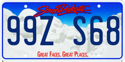 SD license plate 99ZS68