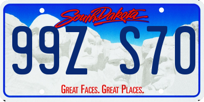 SD license plate 99ZS70