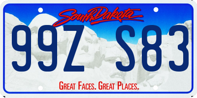 SD license plate 99ZS83