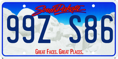 SD license plate 99ZS86