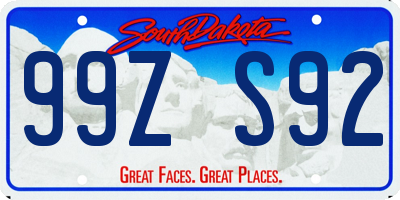 SD license plate 99ZS92