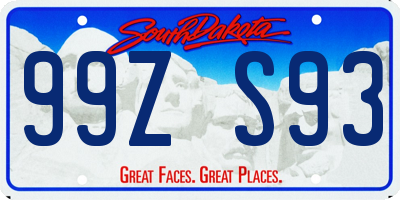 SD license plate 99ZS93