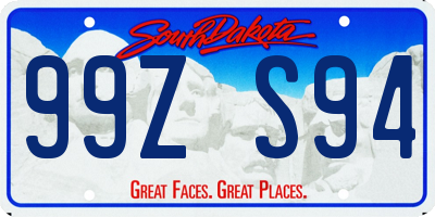 SD license plate 99ZS94