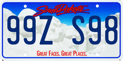 SD license plate 99ZS98