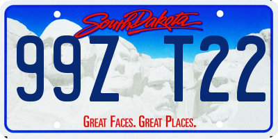 SD license plate 99ZT22