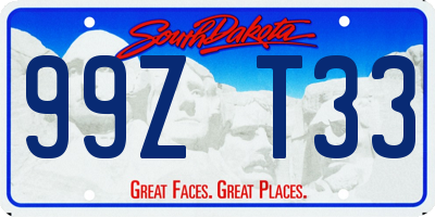 SD license plate 99ZT33